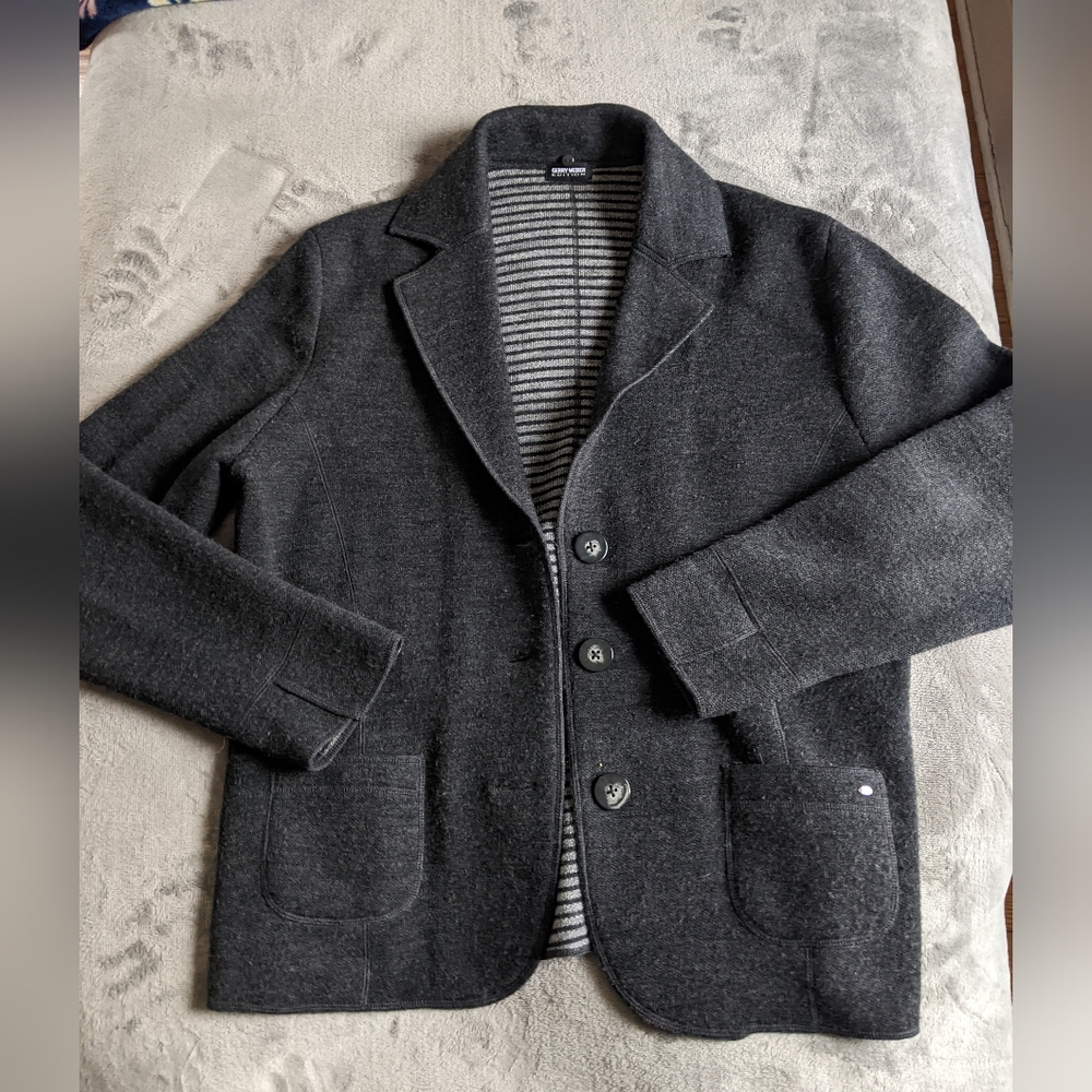 Gerry Weber Dark Gray Blazer with Striped Lining Size M